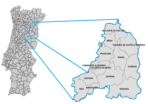 Área geográfica abrangida pela USP da ULS da Guarda